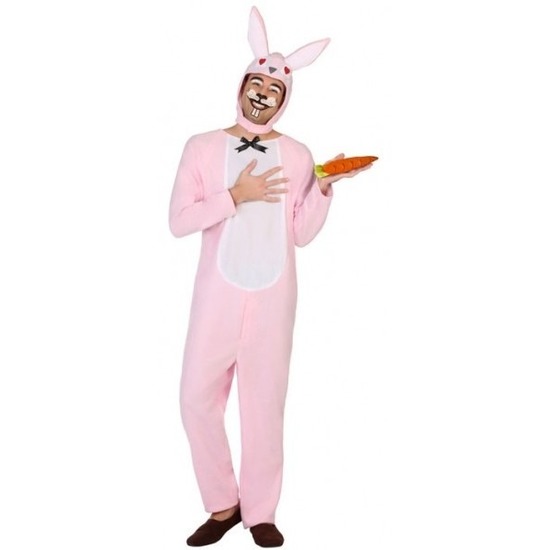Dierenpak verkleed kostuum paashaas/konijn - roze - voor volwassenen M/L -