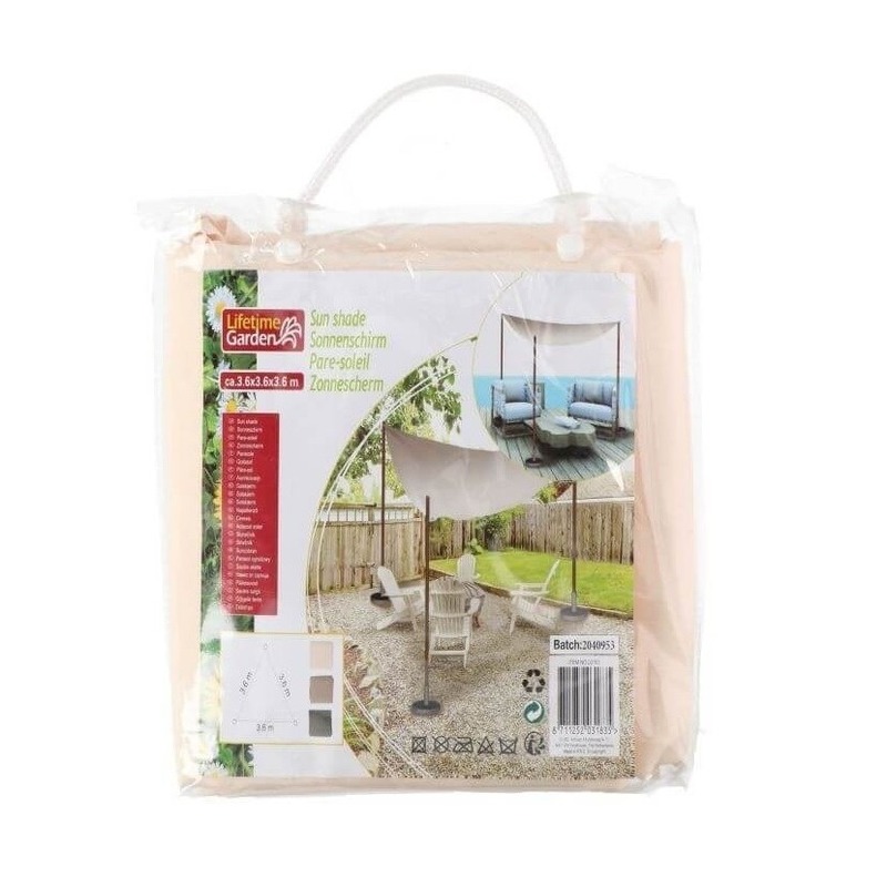 Zonnescherm / schaduwdoek creme driehoek 360 x 360 cm -