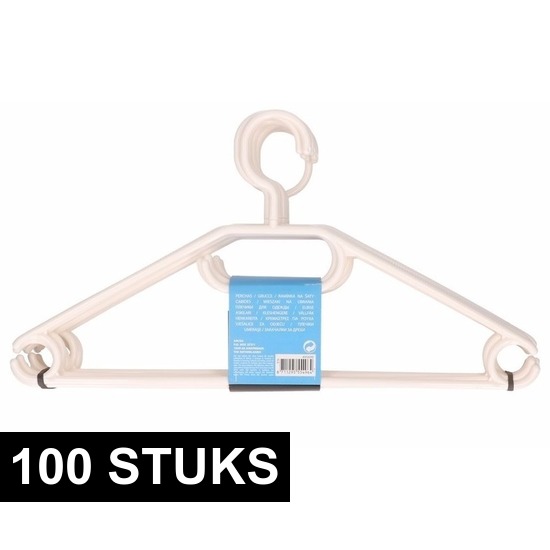 Kunststof kledinghangers - wit - 10x stuks - 40 cm met broekstang - Kledingkast -