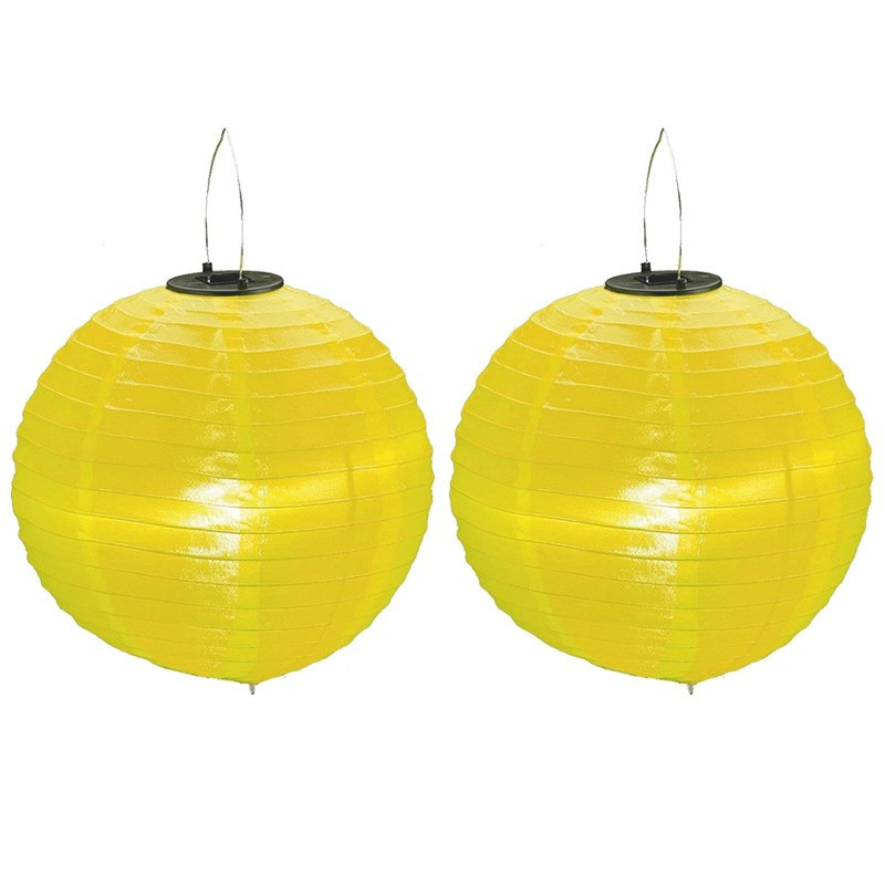 2x stuks Gele solar party lampionnen 30 cm -