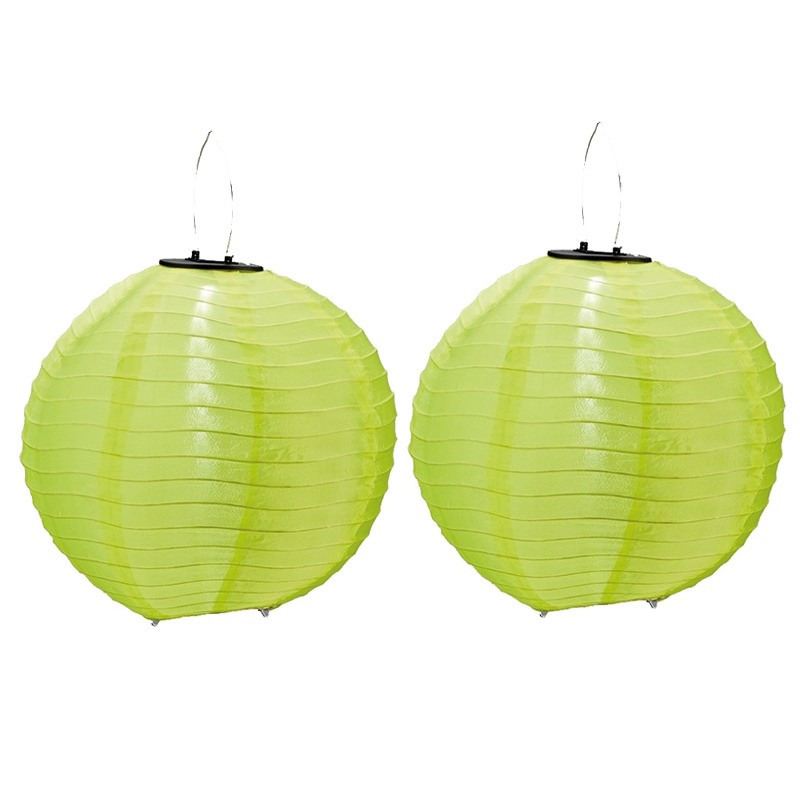 2x stuks Groene solar party lampionnen 30 cm -