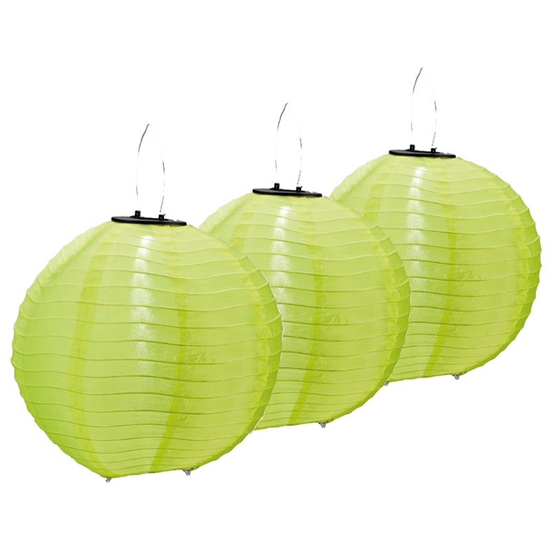 3x stuks Groene solar party lampionnen 30 cm -