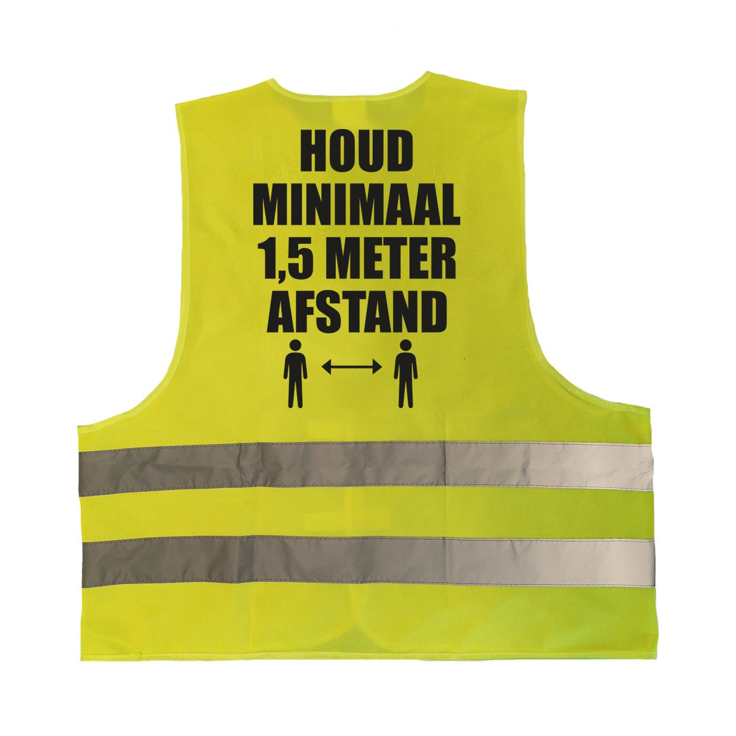 Houd 1,5 meter afstand pictogram vestje / hesje geel met reflecterende strepen voor volwassenen One size -