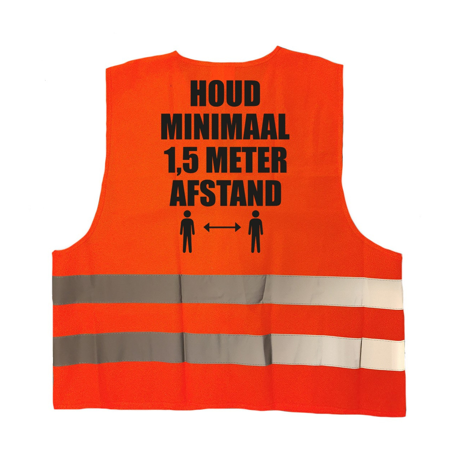 Houd 1,5 meter afstand pictogram vestje / hesje oranje met reflecterende strepen voor volwassenen One size -