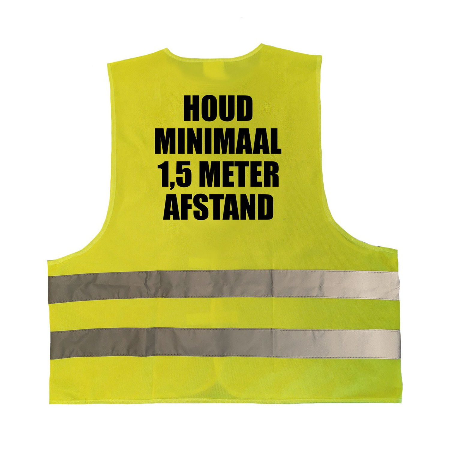 Houd 1,5 meter afstand vestje / hesje geel met reflecterende strepen voor volwassenen One size -
