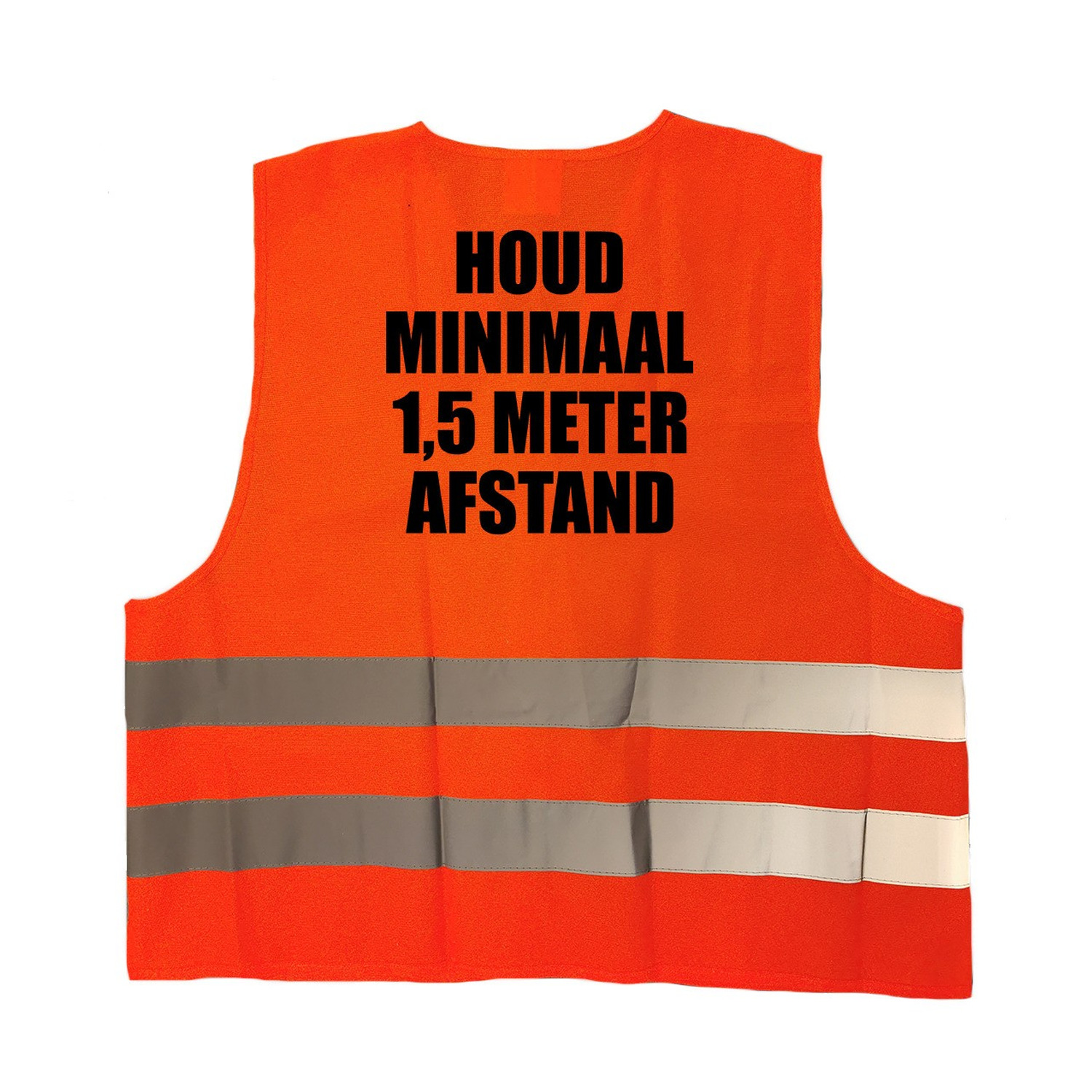 Houd 1,5 meter afstand vestje / hesje oranje met reflecterende strepen voor volwassenen One size -