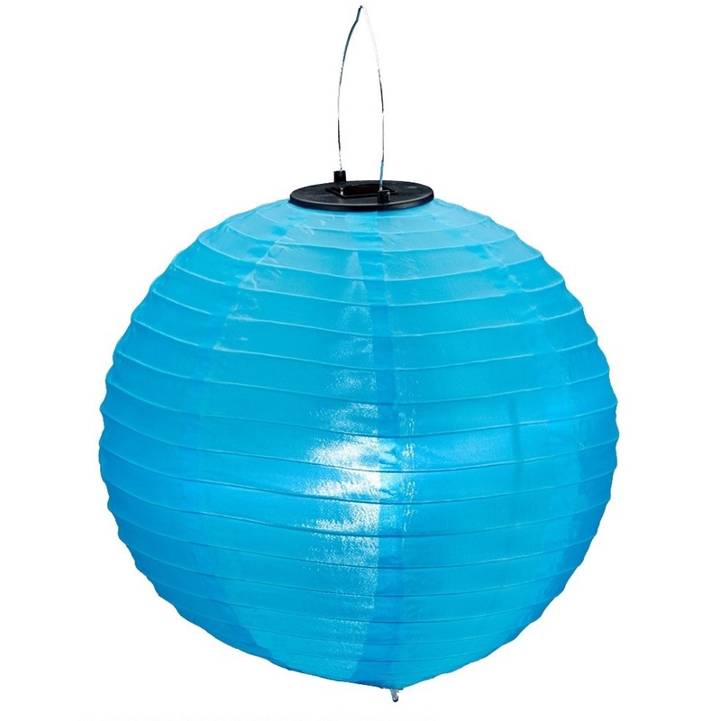 Blauwe solar party lampionnen 30 cm -