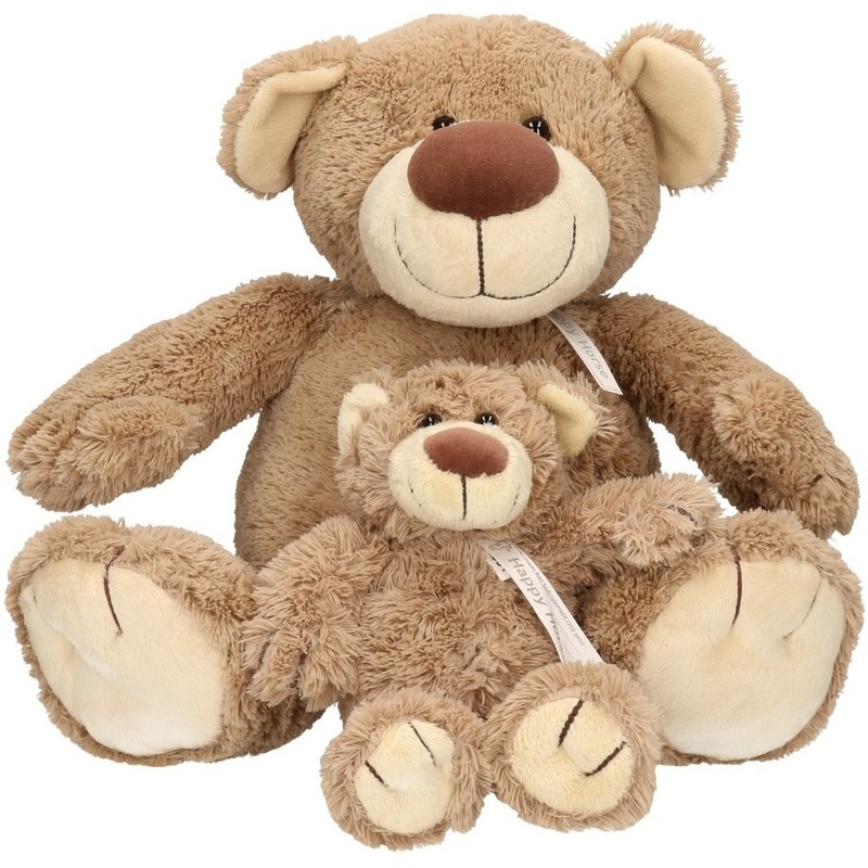 2x Pluche mama en kind Bella knuffelberen 40/22 cm knuffels -
