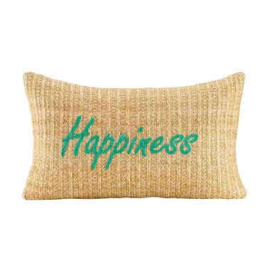 Sierkussen Happiness Happy - groen - 30x50 cm - Leen Bakker