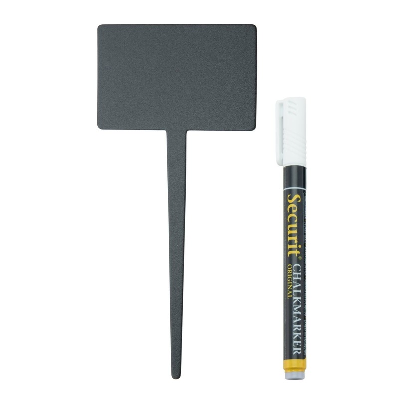 10x Krijtbordjes rechthoek op stokje 18 cm met stift -