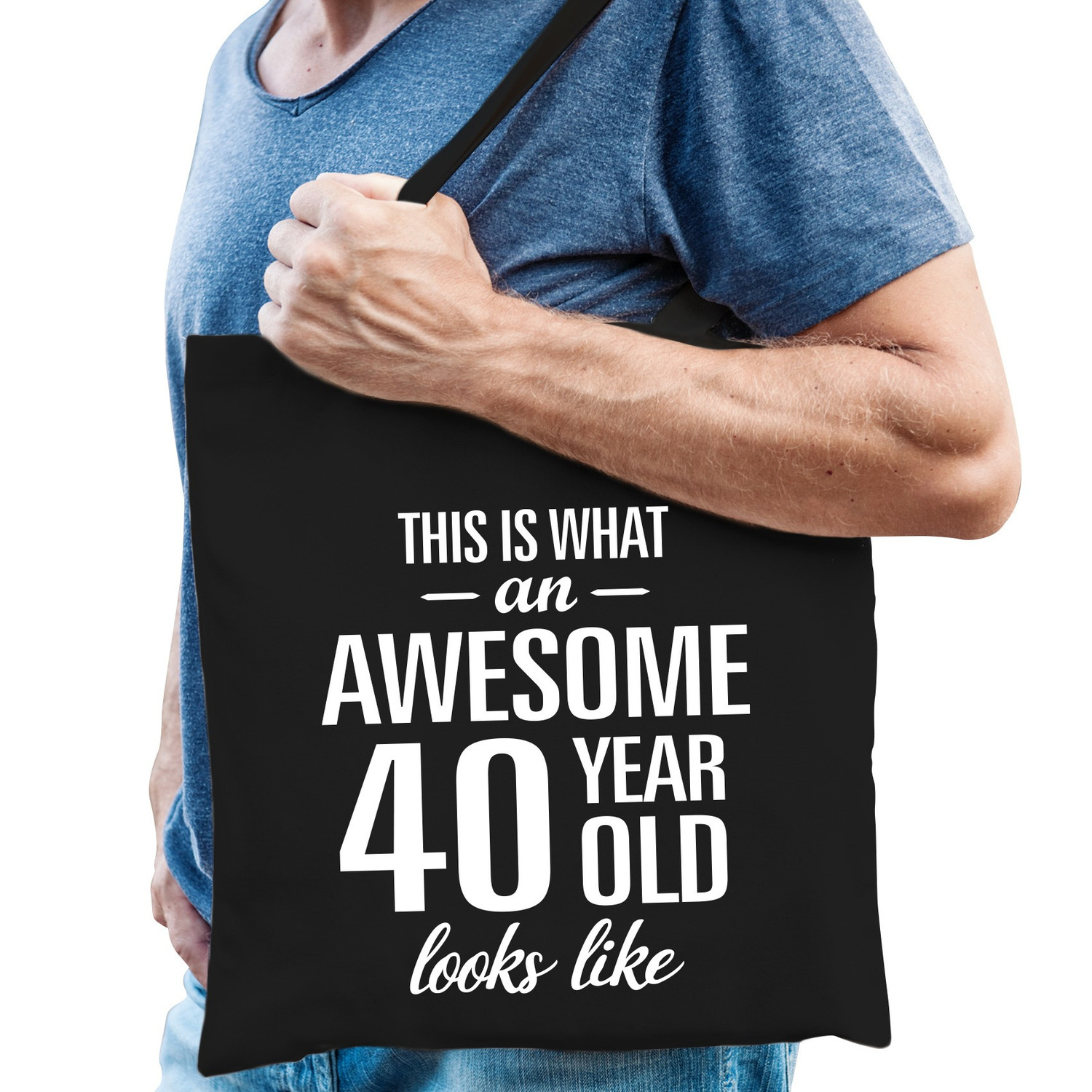 Awesome 40 year / geweldig 40 jaar cadeau tas zwart voor heren -