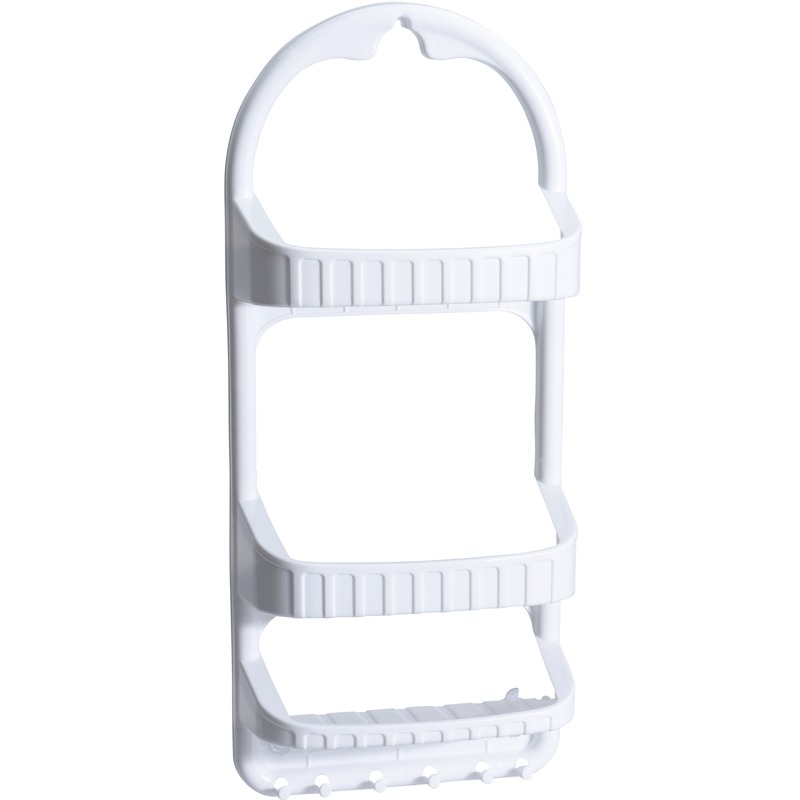 Douche badkamer organiser rekje - wit - kunststof - ophangbaar - 27 x 62 cm -