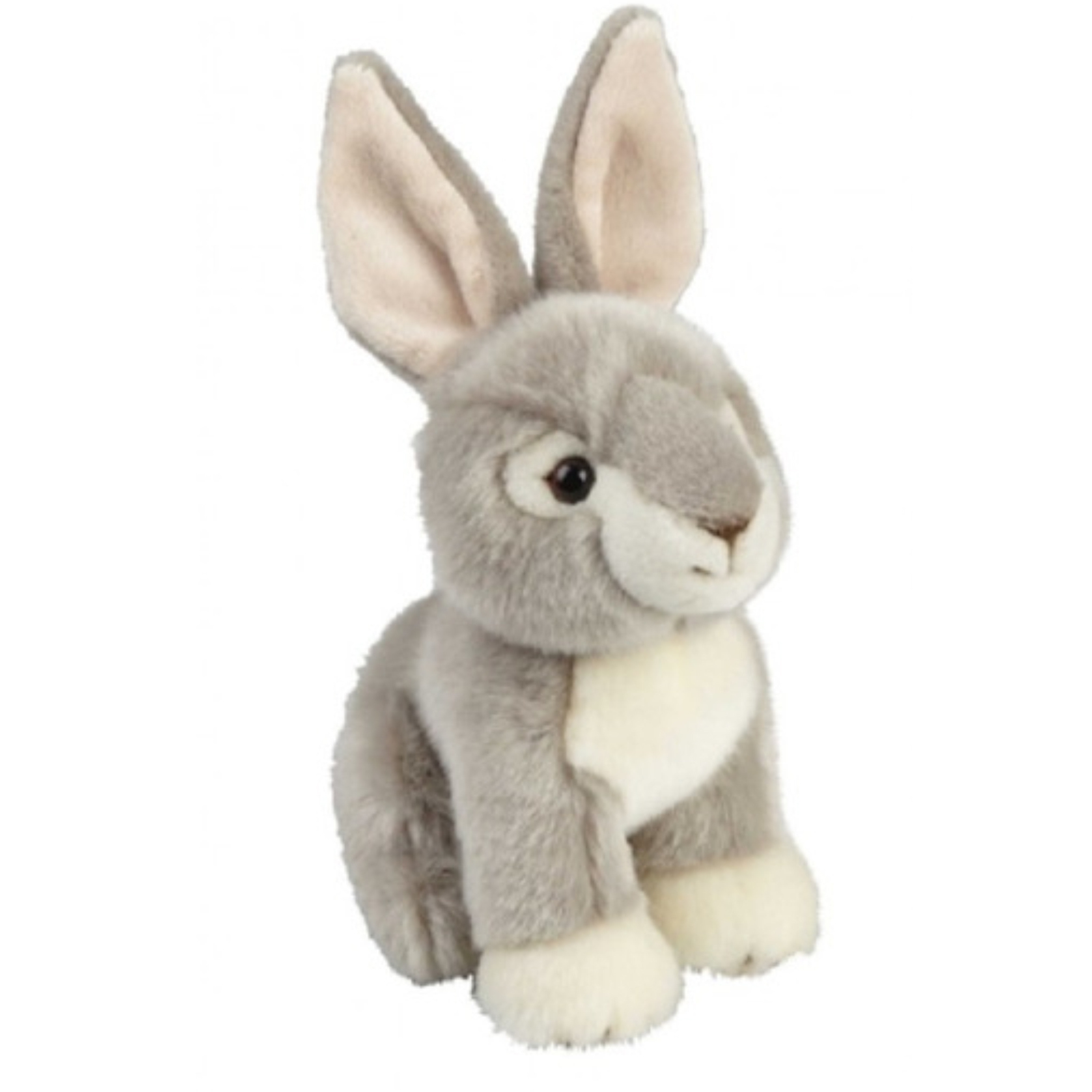 Pluche grijs konijn/haas knuffel zittend 18 cm speelgoed -