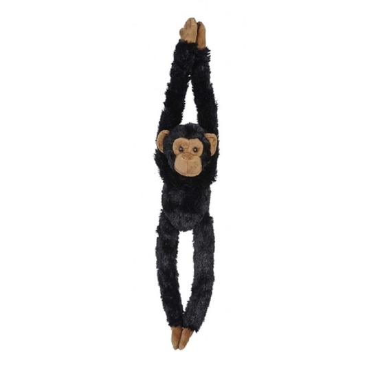Pluche zwarte chimpansee knuffel - 65 cm - Apen jungle dieren knuffels - Klittenband handjes -