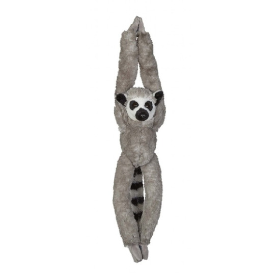 Pluche knuffel ringstaart maki / aapje - hangend - grijs - 65 cm - Speelgoed apen knuffelbeesten -
