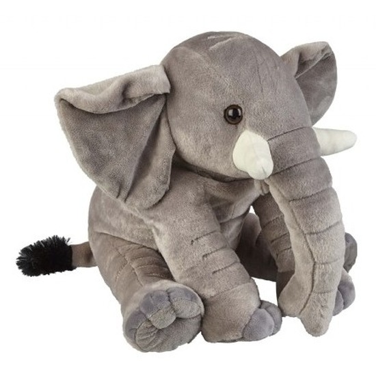 Pluche knuffel dier Olifant - grijs - 38 cm - olifanten knuffels -