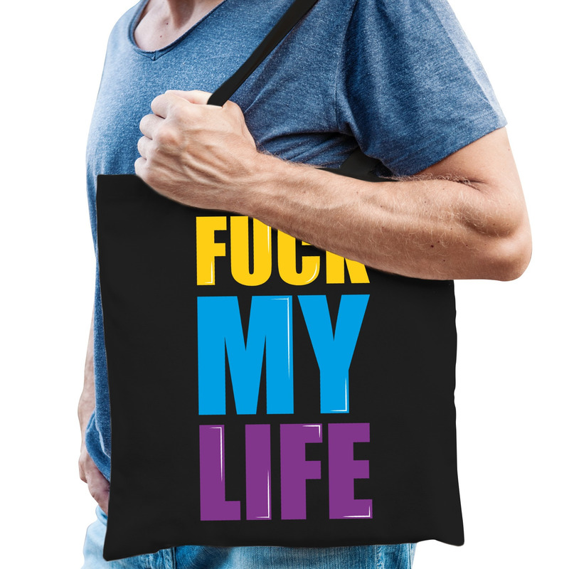 Fuck my life cadeau tas zwart voor heren -