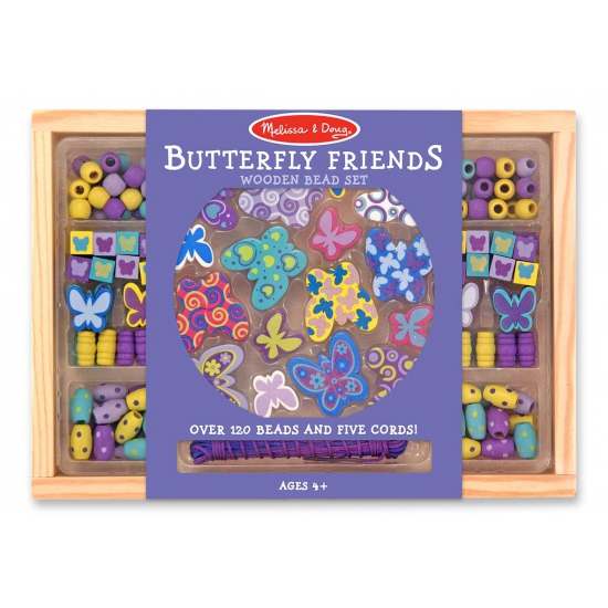 Houten kralenset met vlinders - sieraden maken - Meisjes - armbandjes/kettingen -