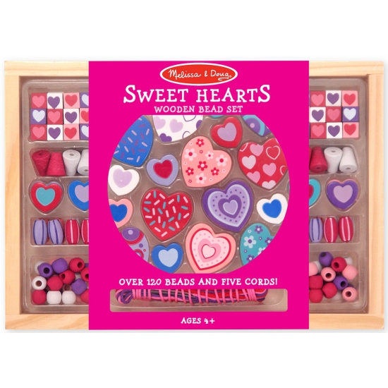 Houten speelgoed kralenset Sweet hearts -