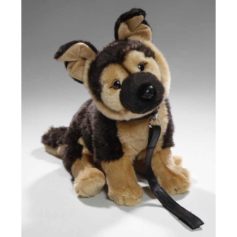 CarlDick Knuffeldier Duitse Herdershond - aan riem - 25 cm - Speelgoed dieren honden -