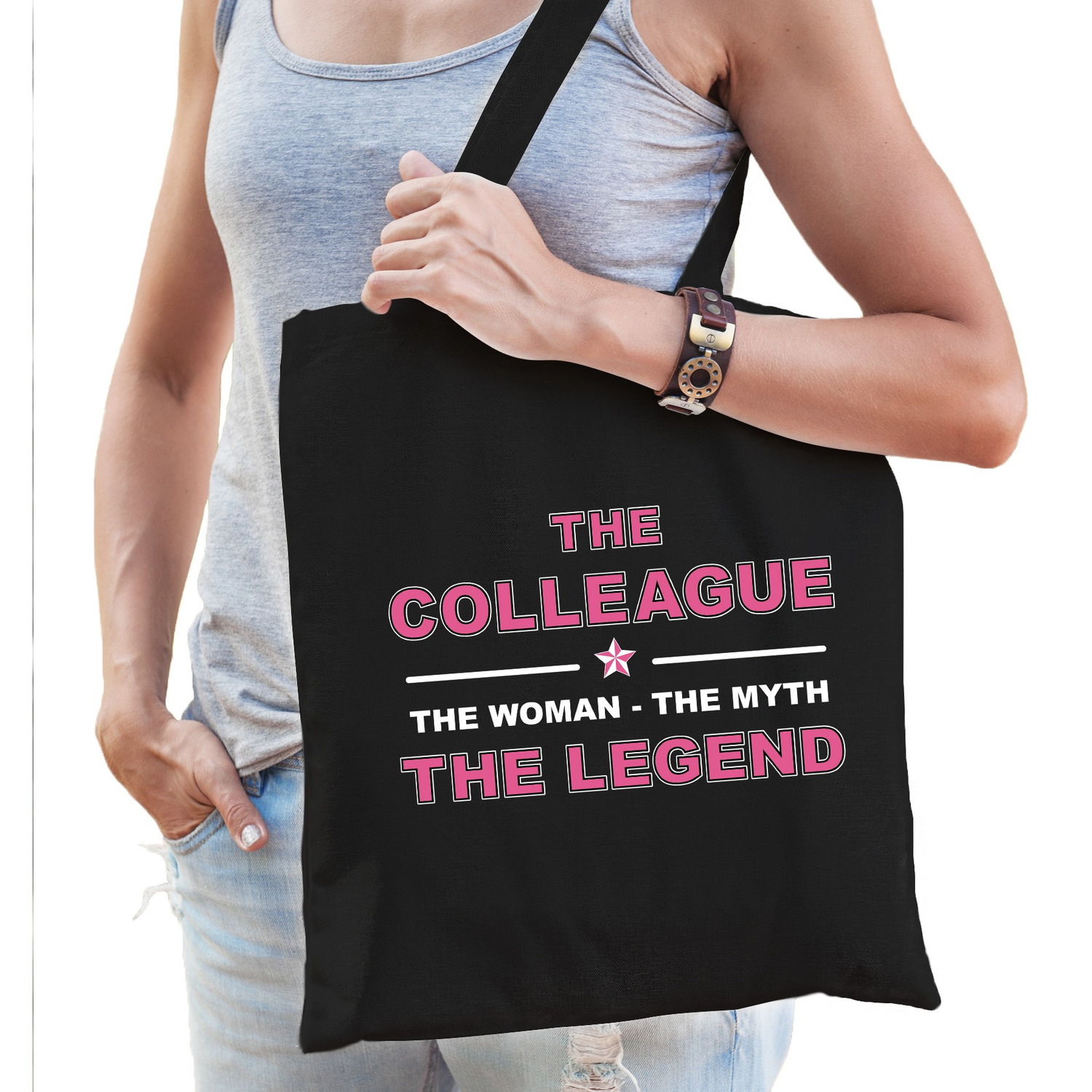 The colleague the legend katoenen tas zwart voor dames -