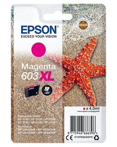 Epson Singlepack Magenta 603XL Zeester Inkt Paars