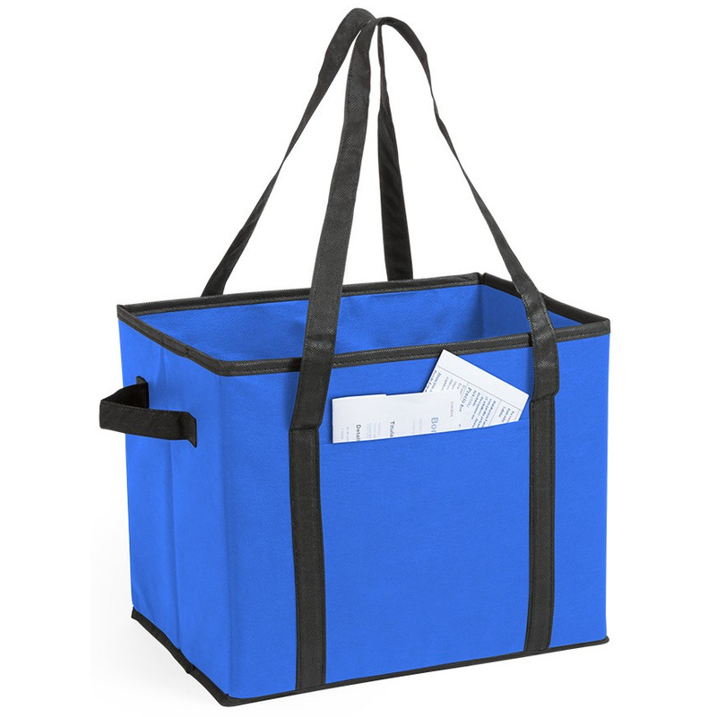 Auto kofferbak/kasten organizer tas blauw vouwbaar 34 x 28 x 25 cm -