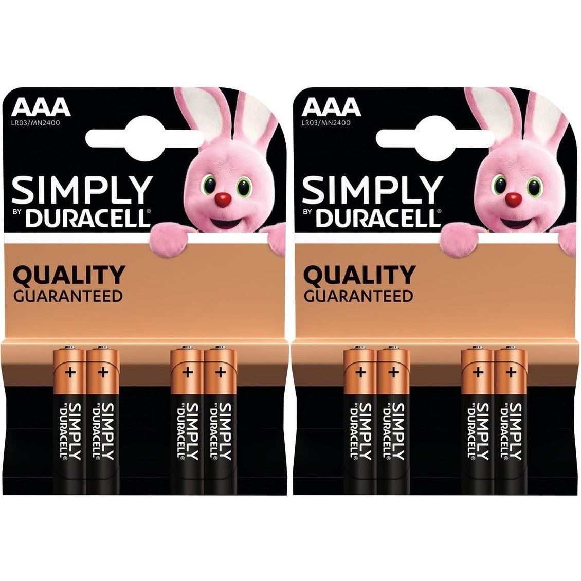 8x Duracell AAA Simply batterijen alkaline LR03 MN2400 1.5 V -