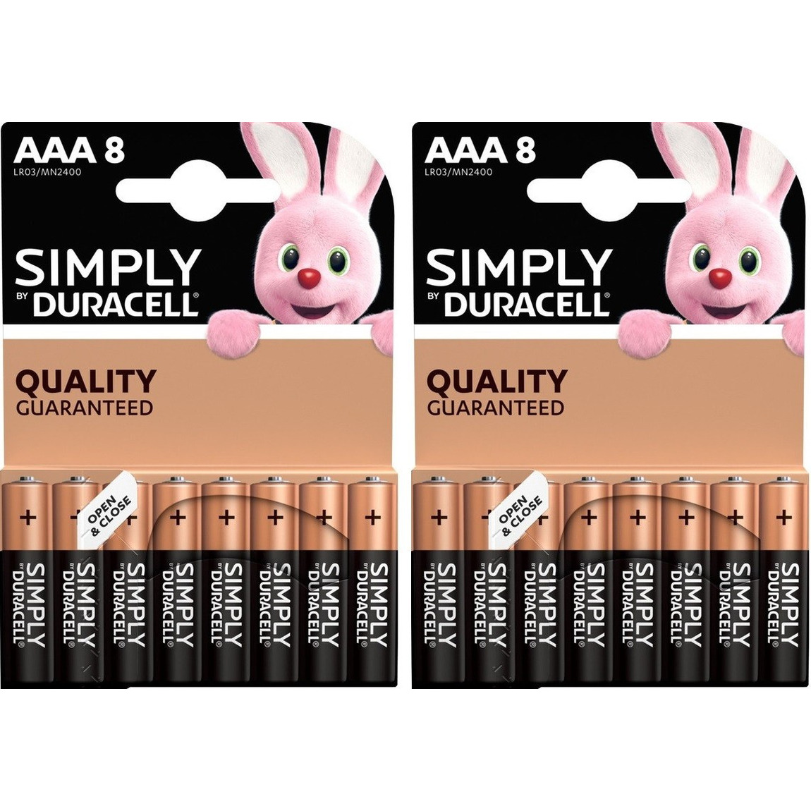 16x Duracell AAA Simply batterijen alkaline LR03 MN2400 1.5 V -