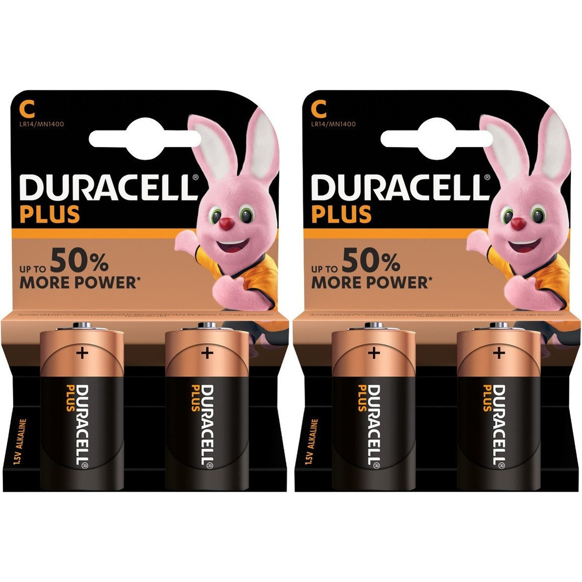 4x Duracell C Plus batterijen alkaline LR14 MN1400 1.5 V -