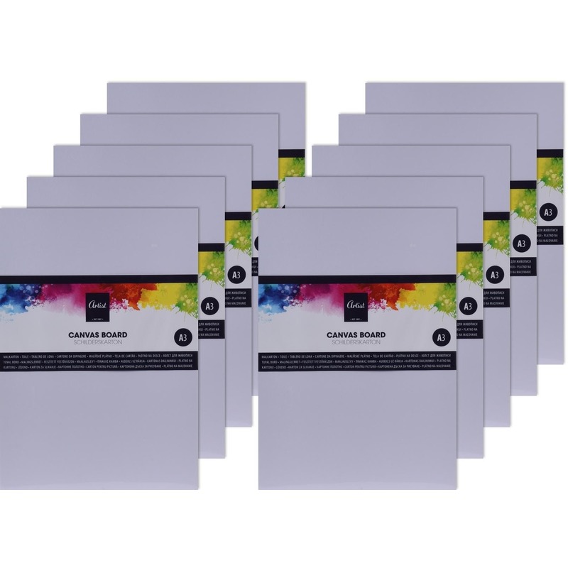 10x A3 Schilderkarton met canvas 40 x 30 cm -