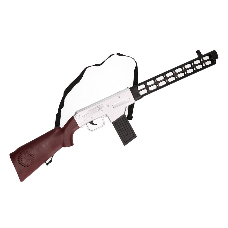 Soldaten speelgoed verkleed geweer bruin met geluid 76 cm -