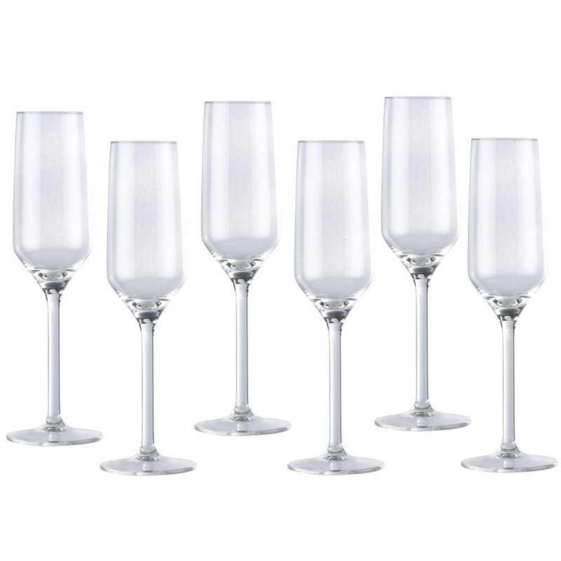 Luxury houseware Champagneglazen - 12x - glas - 220 ml - Bruiloft/Feest -