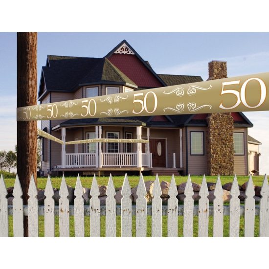 Set van 2x stuks 50 jaar gouden jubileum markeerlint versiering -