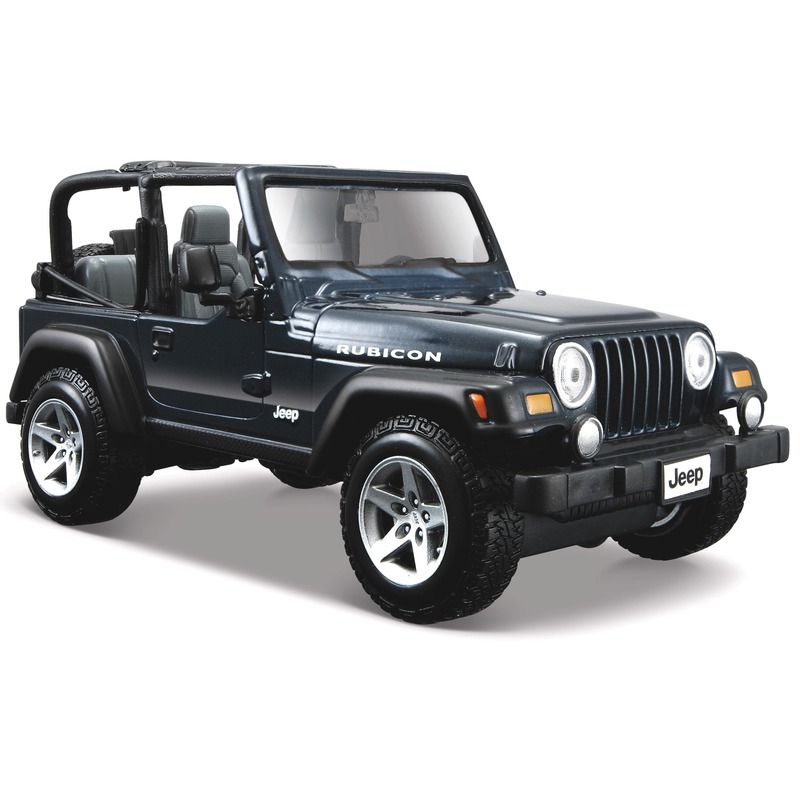 Modelauto Jeep Wrangler Rubicon - donkerblauw - cabrio - schaal 1:24 -
