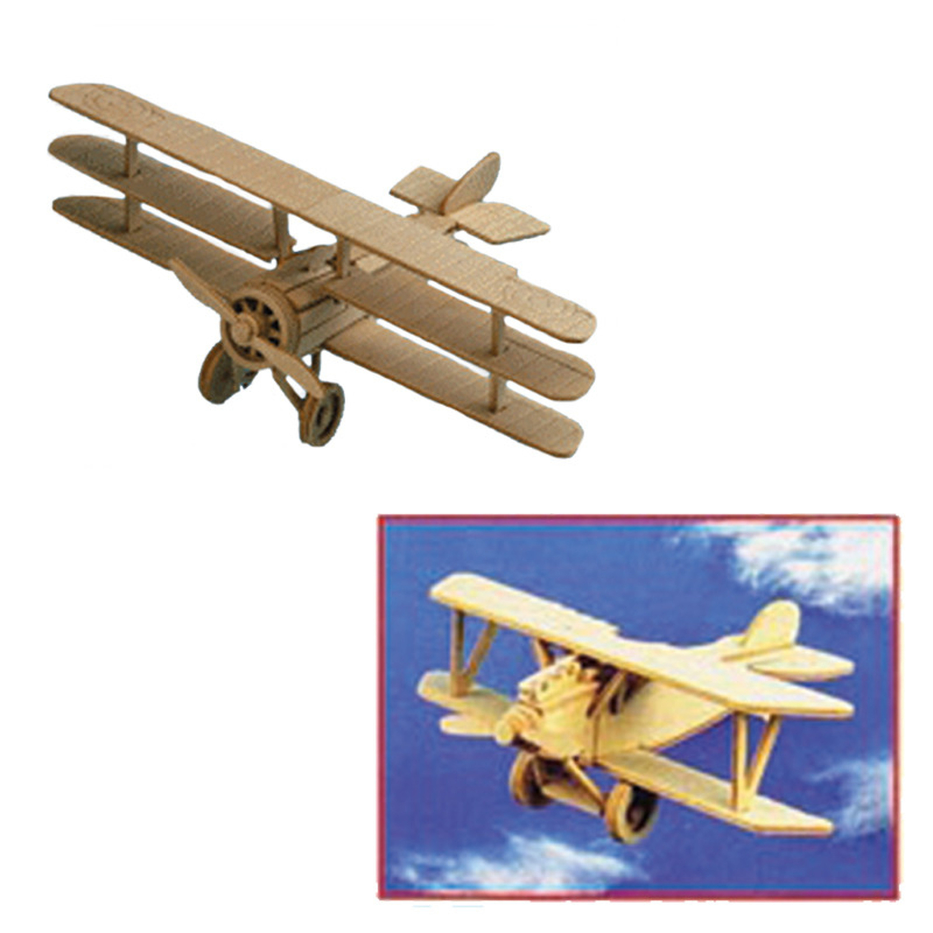 Set van 2x stuks houten bouwpakket speelgoed vliegtuigen -