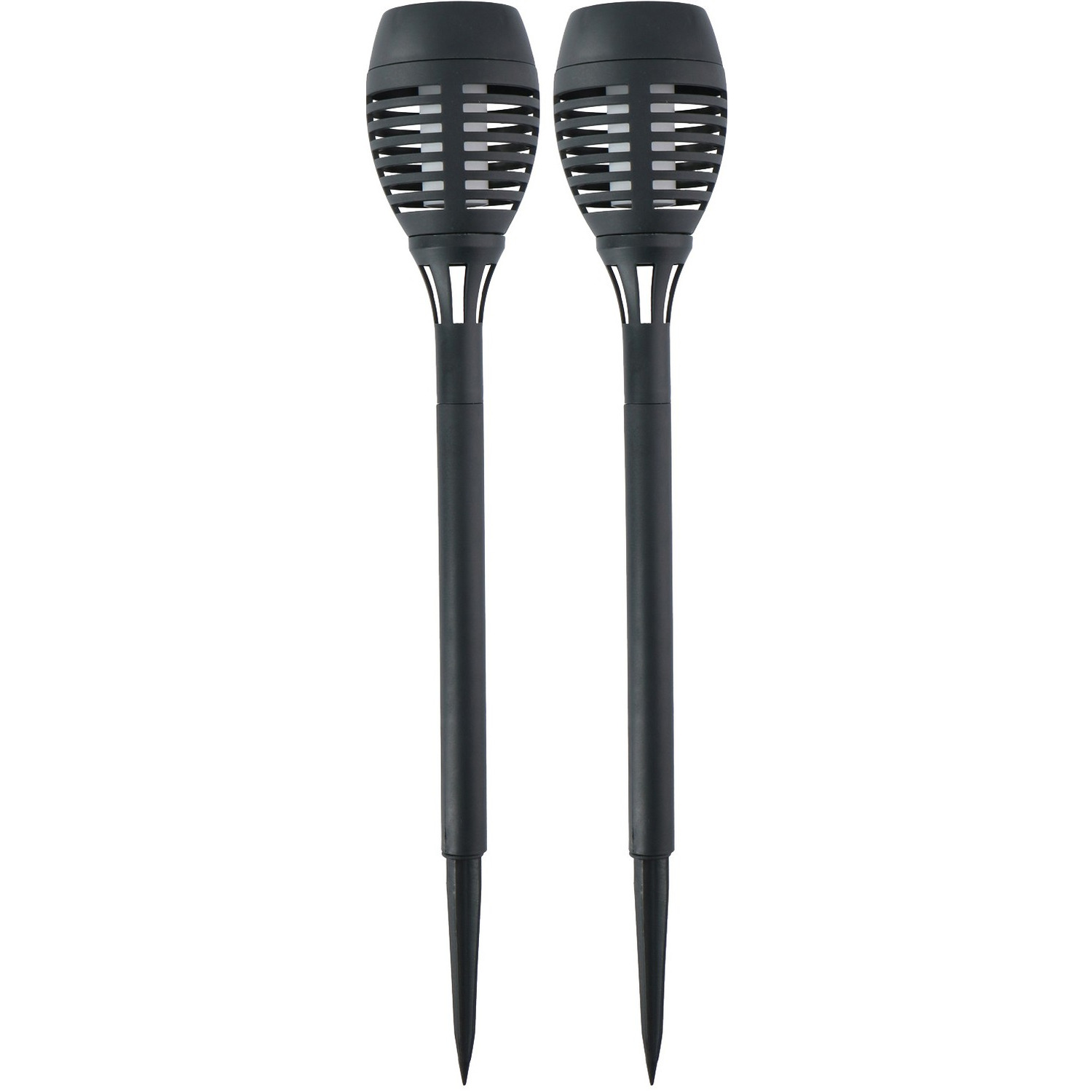 2x Solar tuinlampen fakkels/toortsen met vlam effect 48 cm -