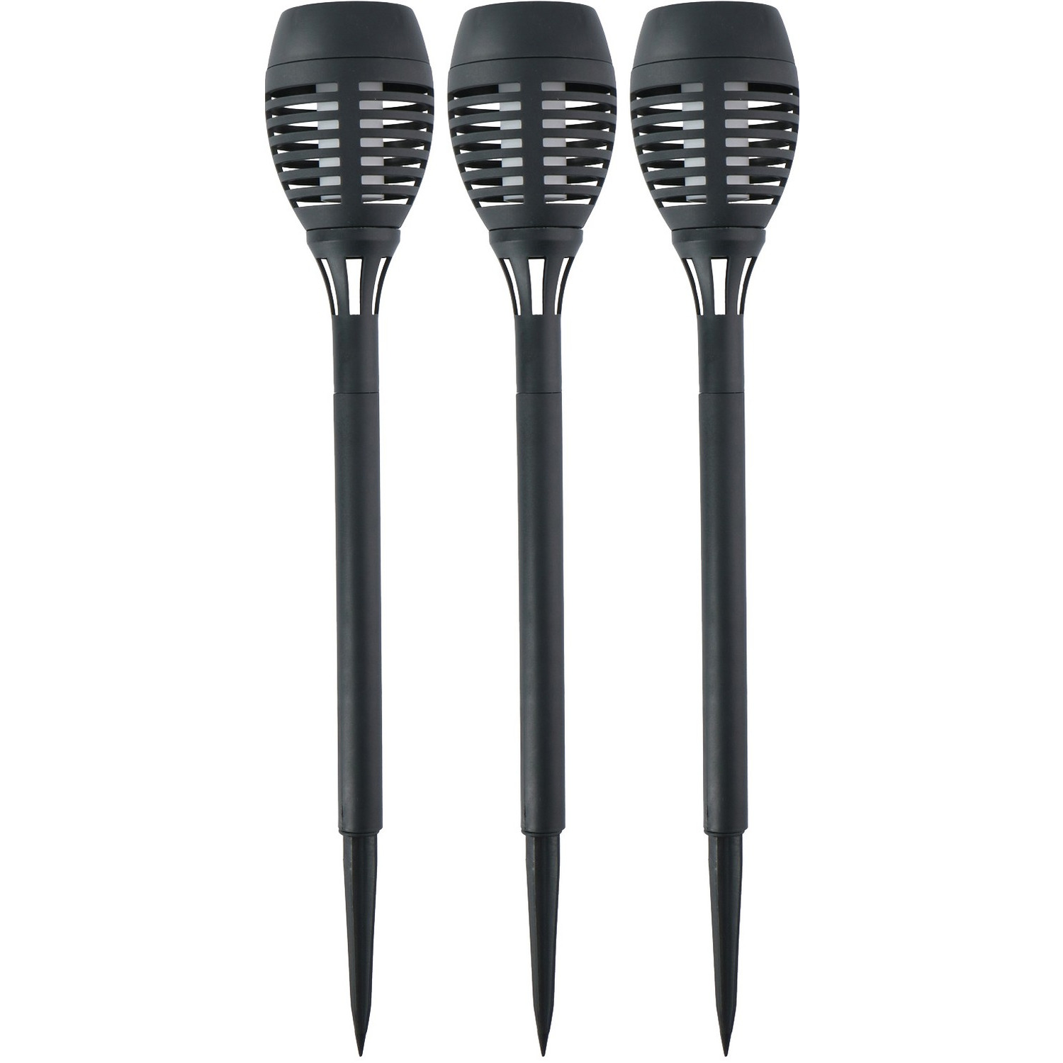 3x Solar tuinlampen fakkels/toortsen met vlam effect 48 cm -