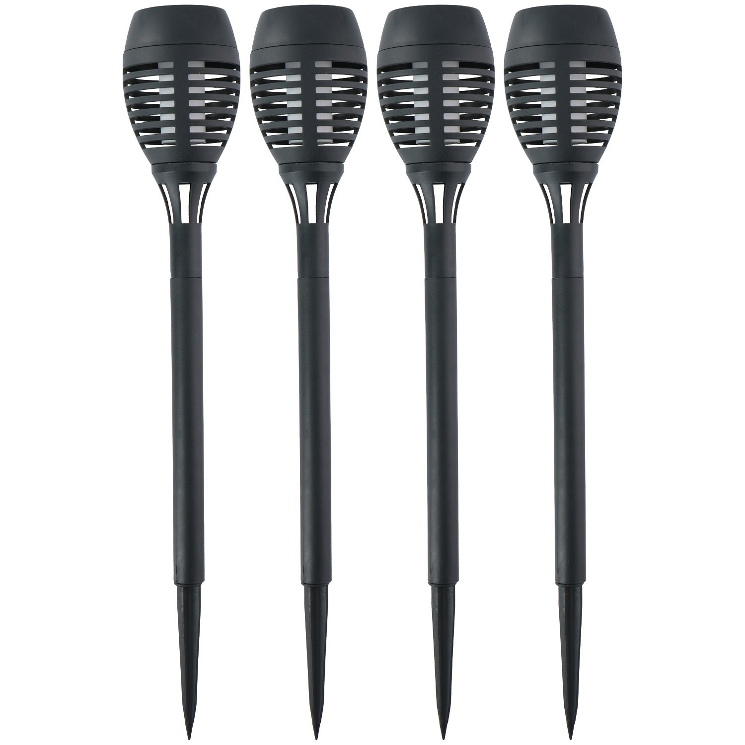 4x Solar tuinlampen fakkels/toortsen met vlam effect 48 cm -