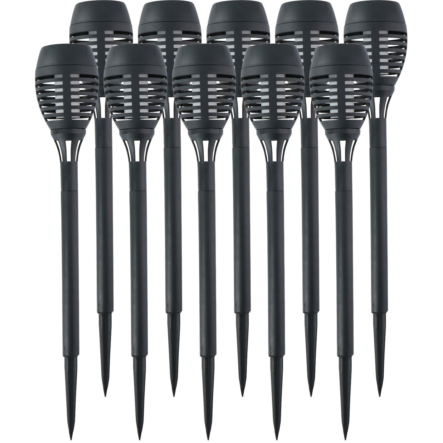 10x Solar tuinlampen fakkels/toortsen met vlam effect 48 cm -