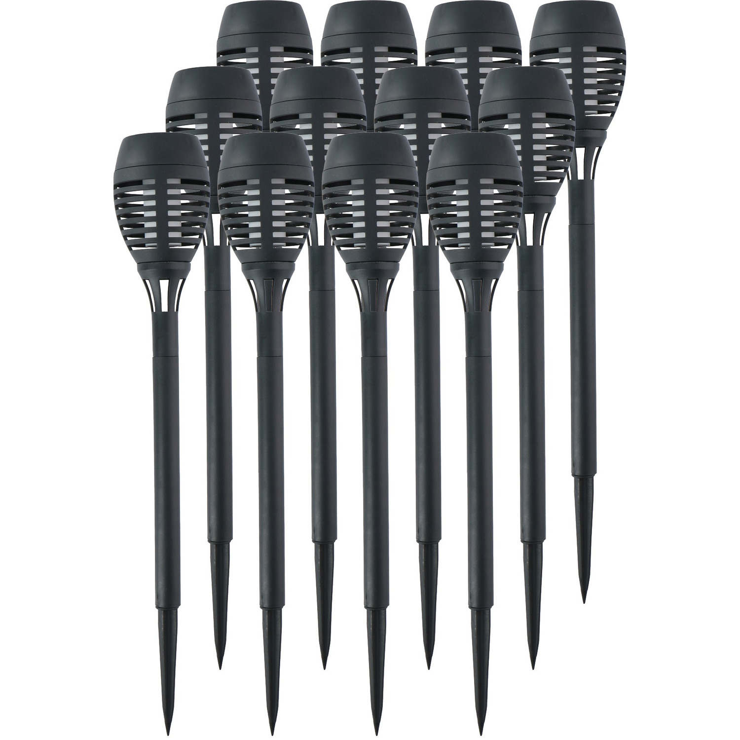 12x Solar tuinlampen fakkels/toortsen met vlam effect 48 cm -